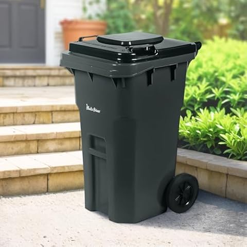 27 Gallon Rolling Trash Can by PLASTIC PRINCE Cover