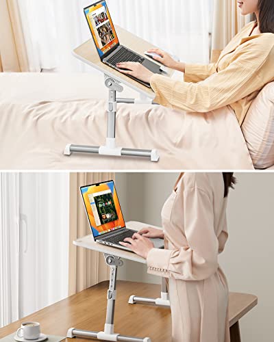 Image of SAIJI [Large Size] Laptop Bed Tray Table, Adjustable Laptop Stand, Portable Lap Desks with Foldable Legs, Notebook Standing Breakfast Reading Desk for Sofa Couch Floor (Teak) | for Sofa Couch Floor Working Studying Reading Writing Eating,Fit Up to 17 inch Laptop(Large,Teak)