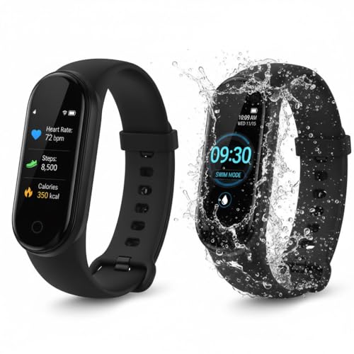 Image of Drumstone (𝐒𝐩𝐞𝐜𝐢𝐚𝐥 𝟏𝟓 𝐘𝐞𝐚𝐫𝐬 𝐖𝐚𝐫𝐫𝐚𝐧𝐭𝐲 M8 Fitness Band Bracelet with Heart Rate Sensor, OLED Bluetooth Activity Tracker, Sleep & Health Monitoring, Call & Message Alerts,