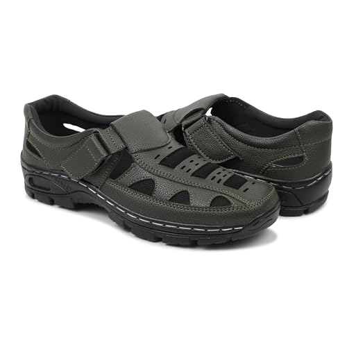 Image of Men's Faux Leather Sandals - Breathable, Lightweight, and Stylish Sandals for Casual Outings and Everyday Comfort