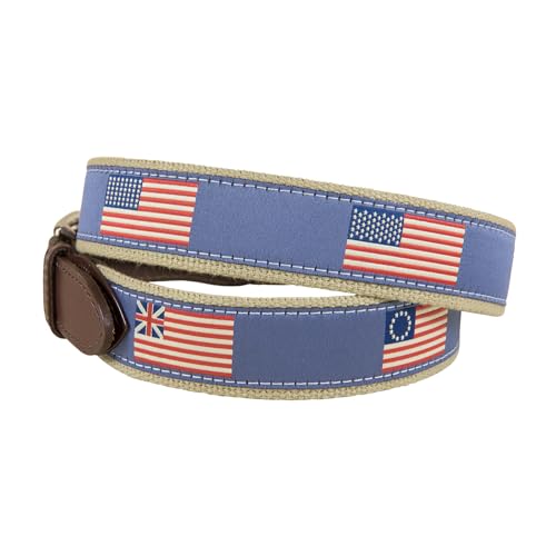 US Flags Leather Tab Belt Made in Maine2