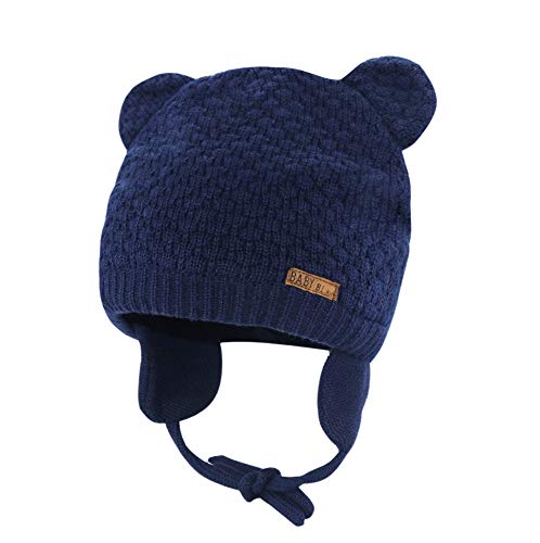 Image of Bestjybt Baby Hat Cute Bear Infant Toddler Earflap Fleece Lined Beanie Warm Caps for Fall Winter