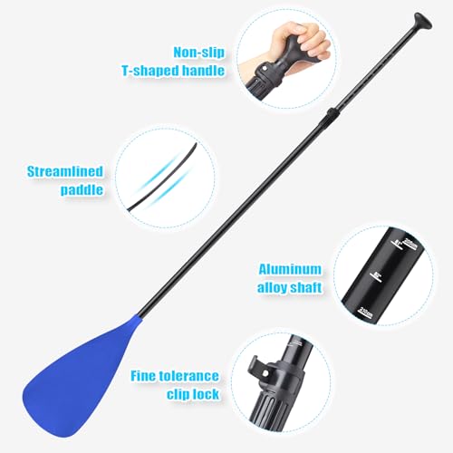 Image of Hollowfly 4 Set of 3 Pieces SUP Paddle Board Paddle Adjustable Paddleboard Lightweight Stand up Oar Aluminum Alloy Floating Replacement Oar Adjustable Aluminum Alloy Shaft for Surfing