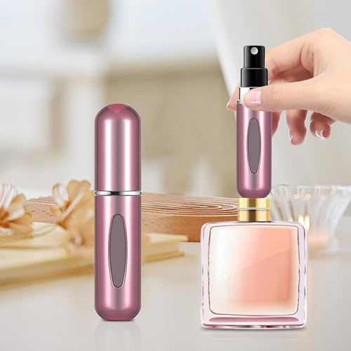 Image of Portable Mini Perfume Atomizer Bottle, 5ml /0.17oz Refillable Spray, Scent Pump Case, Travel Atomizer (Matte Pink)