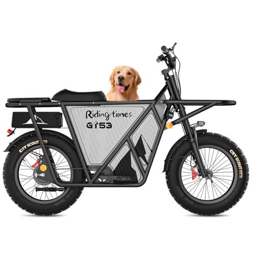 Riding'times GT53 Electric Cargo Bike for Adults 550LBS, 2000W Cargo Ebike, 1123WH Removable Battery, Dual Hydraulic Brakes, NFC Unlock, for Commuting, Shopping, Camping, Hunting, Fishing
