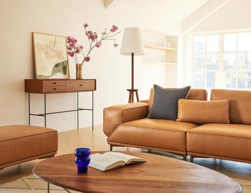 Image of Fabrique Deluxe Leatherette 4 Seater with Puffy Moden Design Light Brown Sofa Set | Comfortable Furniture for Home Office & Living Room | Easy to Move with Stainless Steel Legs