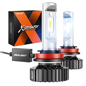 SEALIGHT H11/H8/H9/H16 Light Bulbs, 22000 LM Super Bright Low Beam Bulbs H11/H8 Light Bulbs or Fog, Powersport H11 Bulbs daylight white, Plug-and-Play, Packs of 2