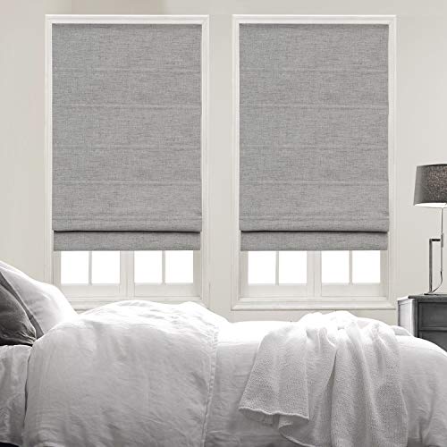 Cordless Roman Shades Window Blinds, Grey Premium Blackout Roman Window Shades, Custom Washable Fabric Roman Shades For Windows, Doors, French Doors, Kitchen Windows (1 Piece) #TOP1