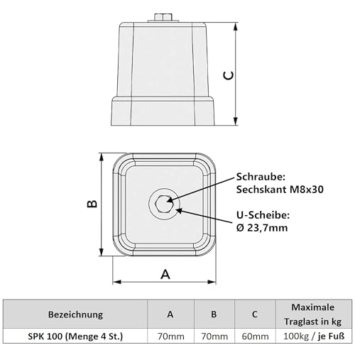 Klimaanlage Split Packung mit 4 Antivibrationsfüsse bis 100kg-2