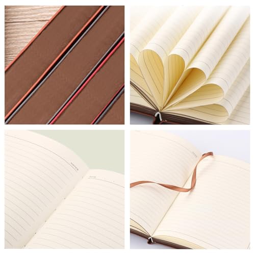 Leather lined journal contra la pérdida de hojas: cuaderno de notas resistente 15x21 7