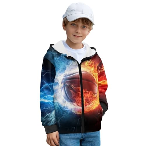 Unisex Boys Winter Warm Lined Zip Up Sweatshirt Fleece Jacket Kid's Hoodie Outerwear with Pocket