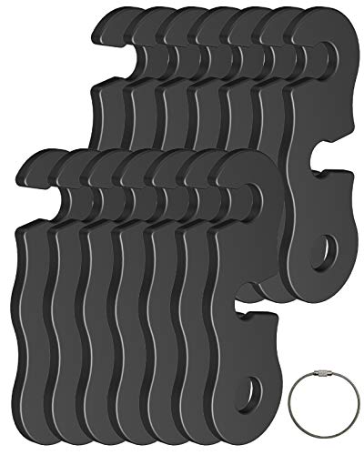 NACETURE Aluminum Alloy Rope Tensioner Camping Tent Guyline Cord Adjuster Camping Gear for Camping, Hiking, Backpacking Ultralight Tent Stakes Guy Lines Tensioner Tent Cord (Black 20 Pack)