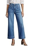 Cicy Bell Womens Cropped Wide Leg Jeans Stretchy High Waisted Trendy Baggy Denim Ankle Pants with Pockets
