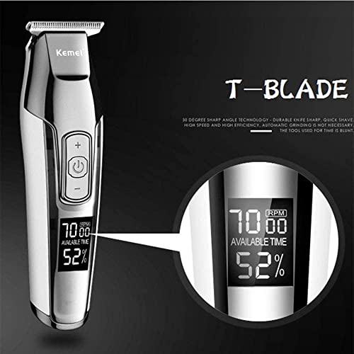Kemei Men's Lcd Display Baldheaded Hair Clipper Professional Beard Hair Trimmer Tools Electric Haircut Cutter Machine Rechargeable Edger,Cordless And Usb Rechargeable #TOP5