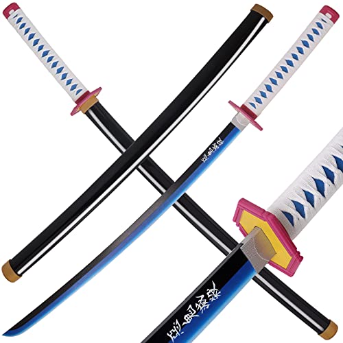 AMSWORD Wooden Anime Samurai Sword Cosplay Kids Training Knight Outdoor Indoor Weapons Samurai Fight Tool for Children PK Fencing Toy Long Pretend Game Teens Ninja