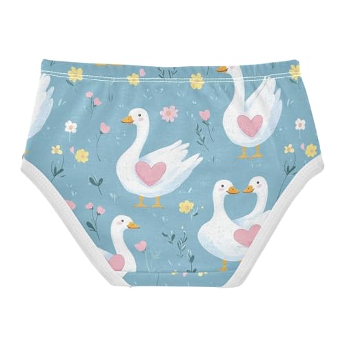 Wusikd Cute White Geese Girls' Underwear Cotton Pink Hearts Girls Briefs Soft Toddler Underwear 2T2