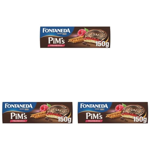 LU Pim's Rellenas de Frambuesa y Cubiertas de Chocolate Negro, Deliciosas para Meriendas, 150 g (Paquete de 3)