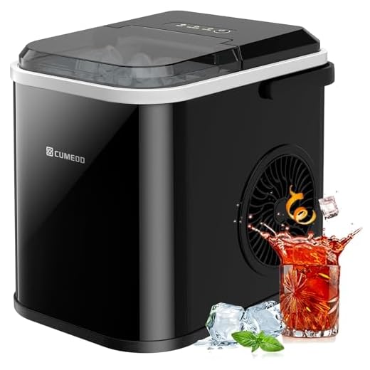 Máquina de Hielo de 120W, CUMEOD Máquina de Hacer Hielo Lista en 6 Minutos, 12kg /24h, Función de Autolimpieza Ice Maker con Pantalla LED & Sensor Infrarojo para el Hogar/Camping/Fiesta