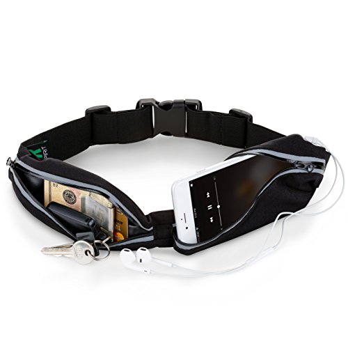 Running Belt for Phone: iPhone & Samsung Galaxy Waterproof Adjustable Fanny Pack Money Belt Wallet. Reflective Running Waist Pack with Expandable Hands-Free Workout & Fitness Pockets. Bonus Money Clip