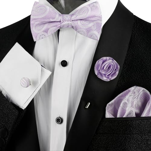 Image of Alizeal Mens 4pcs Vintage Paisley Bow Tie Set
