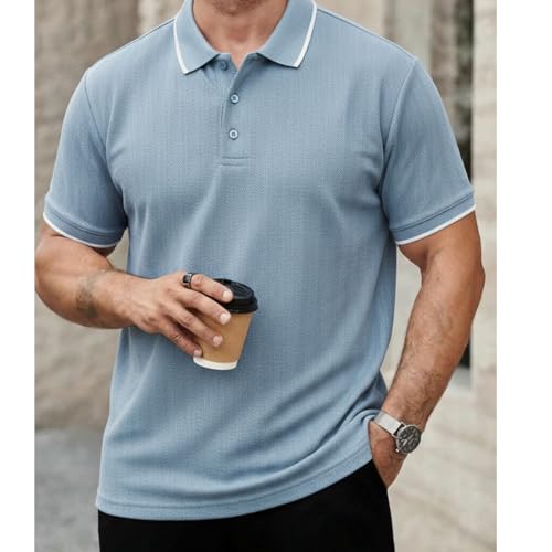 Image of Mack Jonney Men's Premium Jacquard Polo T-Shirt | Short Sleeve Soft Knit Fabric | Stylish Casual & Smart Wear Polo-M6907