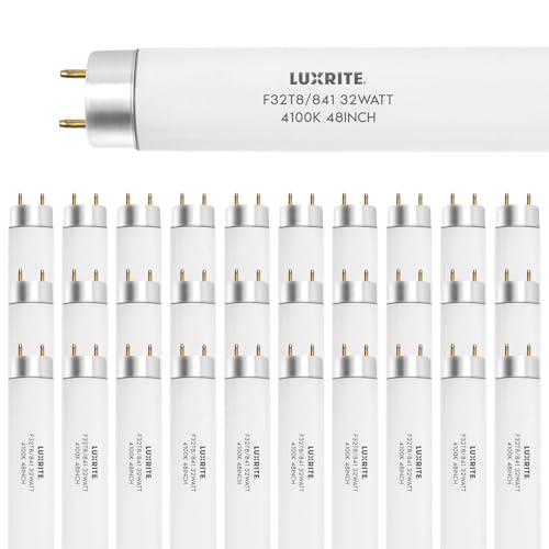 Image of LUXRITE 30-Pack F32T8 /841 32W 48 Inch T8 Fluorescent Tube Light Bulb, 4100K Cool White, 2800 Lumens, G13 Medium Bi-Pin Base, LR20732