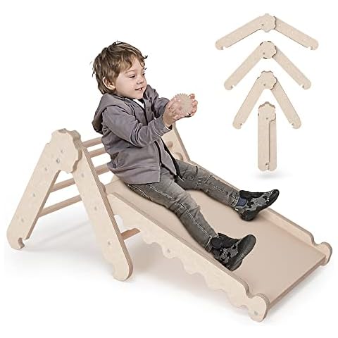 MAMOI® Climbing triangle with slide for children | Interior toddler climbing frame minimalistic design | Indoor triangle climbing frame made of natural wood | 100% ECO | Made in EU Cover