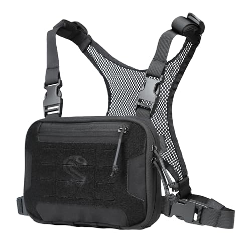 MGFLASHFORCE Tactical Chest Rig Bag for Men, Chest Pack with Holster Laser Cut EDC Molle Pouch for Workout Running Hunting Outdoor Sports, Compatible with Tactical Vest