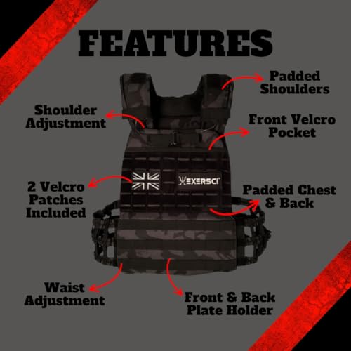Exersci® Tactical Weighted Vest (1.5kg - 23.5kg) - Calisthenics, Bodyweight Workouts, HIIT, Cardio & Strength Training - Image 3
