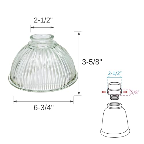 Image of Aspen Creative 23019-4A Transitional Clear Bowl Shape Ceiling Fan Glass Shade, 2-1 /2 inch Fitter, 6-3 /4 inch Diameter x 3-5 /8 inch Height, 4 Pack
