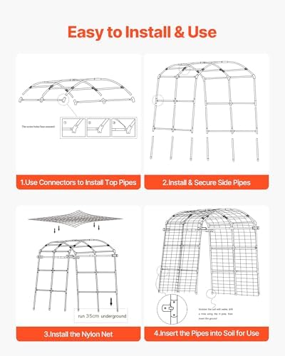 VEVOR Cucumber Trellis, U-Shape Garden Trellises for Raised Bed, Metal Arch Plant Support for Vine, Climbing Plants Outdoor, Peas, Beans, Zucchini, Tomato, Squash, Flower (70.87 x 44.09 x 82.99 in) - 5
