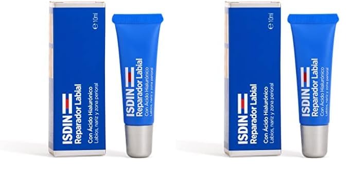 ISDIN Reparador Labial Fluido, Protege y repara los labios, la nariz y la zona perioral, con ácido hialurónico, 10ml (Paquete de 2)