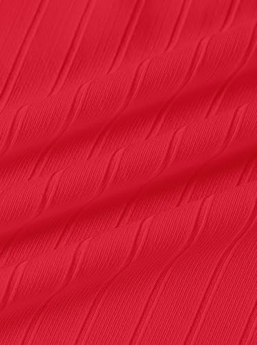 Image of Hilinker Women's 2 Piece Sexy Pajama Set Ribbed Cami Top and Shorts Sleepwear Cute Pjs Solid Red X-Large