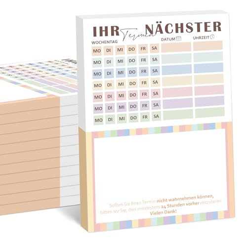 BIROYAL Terminzettel Praxis | 12 x Terminblock | Terminblöcke mit 600 Terminzetteln | DIN-A7 Terminzettel 7 Termine pro Zettel für Ärzte Heilpraktiker Physio Massage Studios Kosmetik