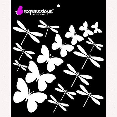 Stamps Stencils-6x6-Butterfly & Dragonfly