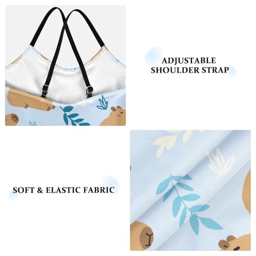 Girls One Piece Swimsuits Cute Capybara Simple Flower Yellow Pattern Cute Swimwear Bathing Suits 3-10T3