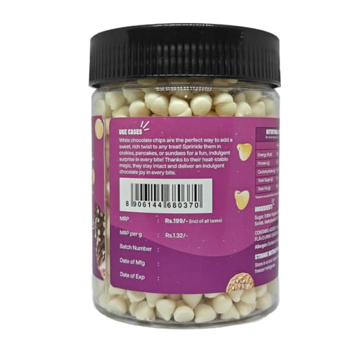 Image of The Select Aisle's White Chocolate Chips - 150g [White Chocolate Chips | Compound Chocolate Chips for Cake Decorations | Choco Chips for Baking | White Choco Chips]