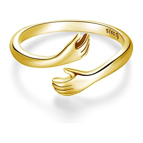 Frauen Ringe Silber 925 Gelbgold vergoldet Hug Ring Geburtstag Geschenk Cover
