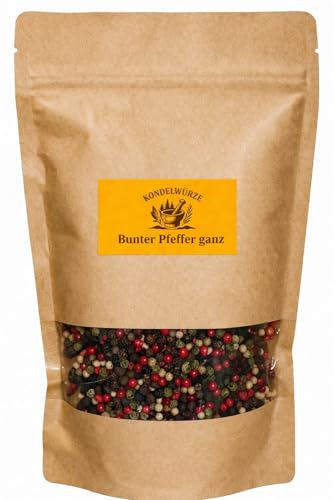 Bunter Pfeffer Deluxe ganz 400g - bunte Pfefferpower - bestehend aus Schwarzen Pfeffer Weißen Pfeffer Rosa Beeren und Grüner Pfeffer