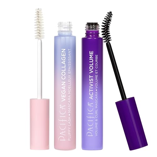 Pacifica Beauty, Activist Volume & Curl Black Mascara, Vegan Collagen Lash Serum & Clear Mascara Primer, Lengthening + Volumizing, Clean Makeup, Glass, Value Pack, Silicone Free, Vegan & Cruelty Free