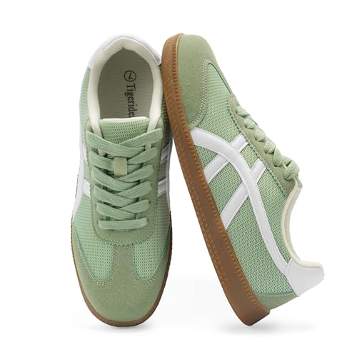 Image of Tigeridea Casual Sneakers for Women Lightweight Lace Up Tennis Shoes | Non-slip Lace Up Fashion Sneaker, Round Toe Retro Walking Shoes, 2026 Trendy Comfortable Trainers