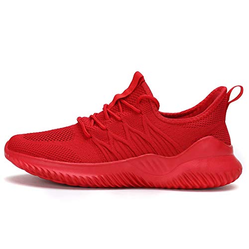 Image of Men's Non Slip Running Shoes Slip-on Comfortable Lightweight Breathable Walking Tennis Sneakers Zapatos de Hombre Red