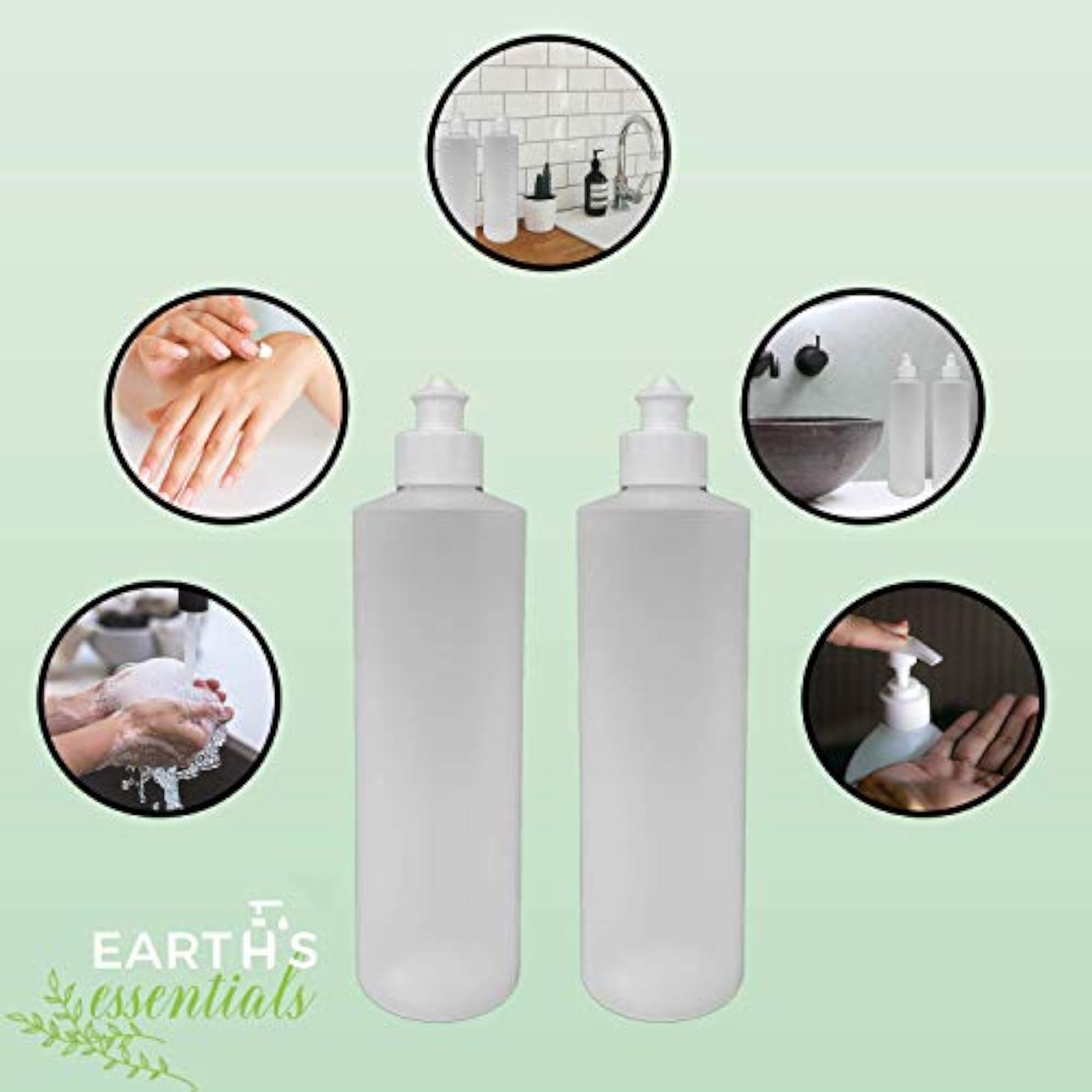 2 Pack Refillable 16 Ounce Squeeze Bottles