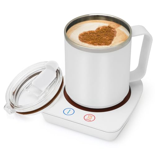 Image of VOBAGA Mug Warmer, Coffee Warmer with 15OZ Mug Set for Home Office Home Desk, Coffee Cup Warmer with 3 Temperature Settings for Tea, Cocoa with Auto Shut Off for Holiday Birthday Coffee Gifts