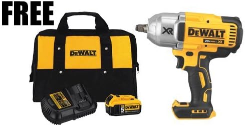 DW DCF899HBXP 20V MAX" XR BRUSHLESS HIGH TORQUE 1/2" IMPACT WRENCH WITH FREE 20V MAX STARTER KIT WITH 5.0 AH BATTERY
