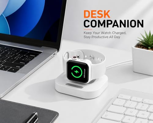 Image of Mizi Magnetic Wireless Charging Stand for Apple Watch, Foldable 2-in-1 Charging Dock Compatible with Apple Watch Series 11 /10 /9 /8 /7 /6 /5 /4 /3 /2 /SE /Ultra 3 /2 /1, Portable Desktop Watch Charger - White