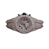 KINOVA JEWELS Iced Out Chronograph Watch, Rose Gold Tone, Fully Diamond Encrusted, Luxury Men's Timepiece