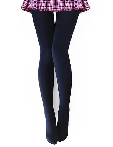 VERO MONTE Womens Opaque Fleece Lined Tights Colorful Warm Winter Thermal Tights - Large-X-Large - One Pair (Navy)
