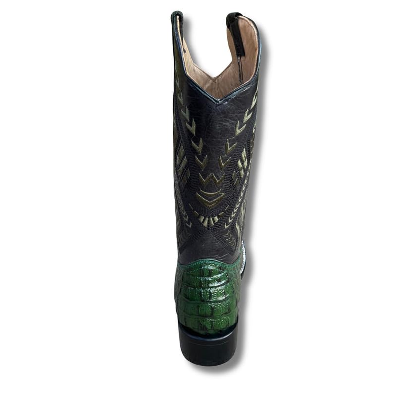 Image of Men's Alex Exotic Caiman Python Western Cowboy Boots Square Toe Pull On Tall Shaft bota de vaquero para hombre