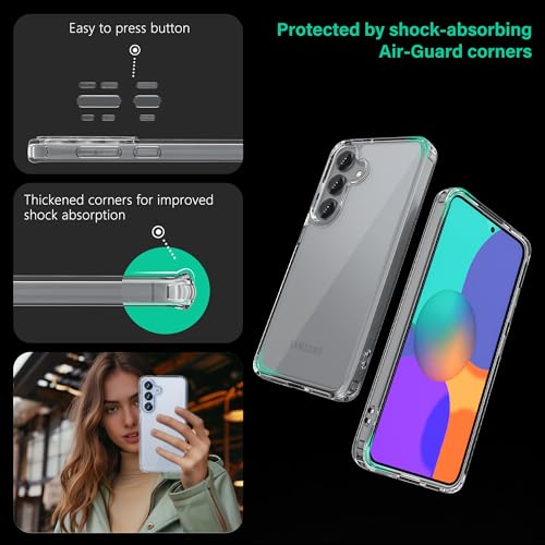 Image of ONES for Samsung Galaxy S25 / S24 Slim Case Clear, [PC + TPU Hybrid][Military-Grade Drop Protection][Anti-Yellowing], Shockproof Silicone Hard Cover, Transparent